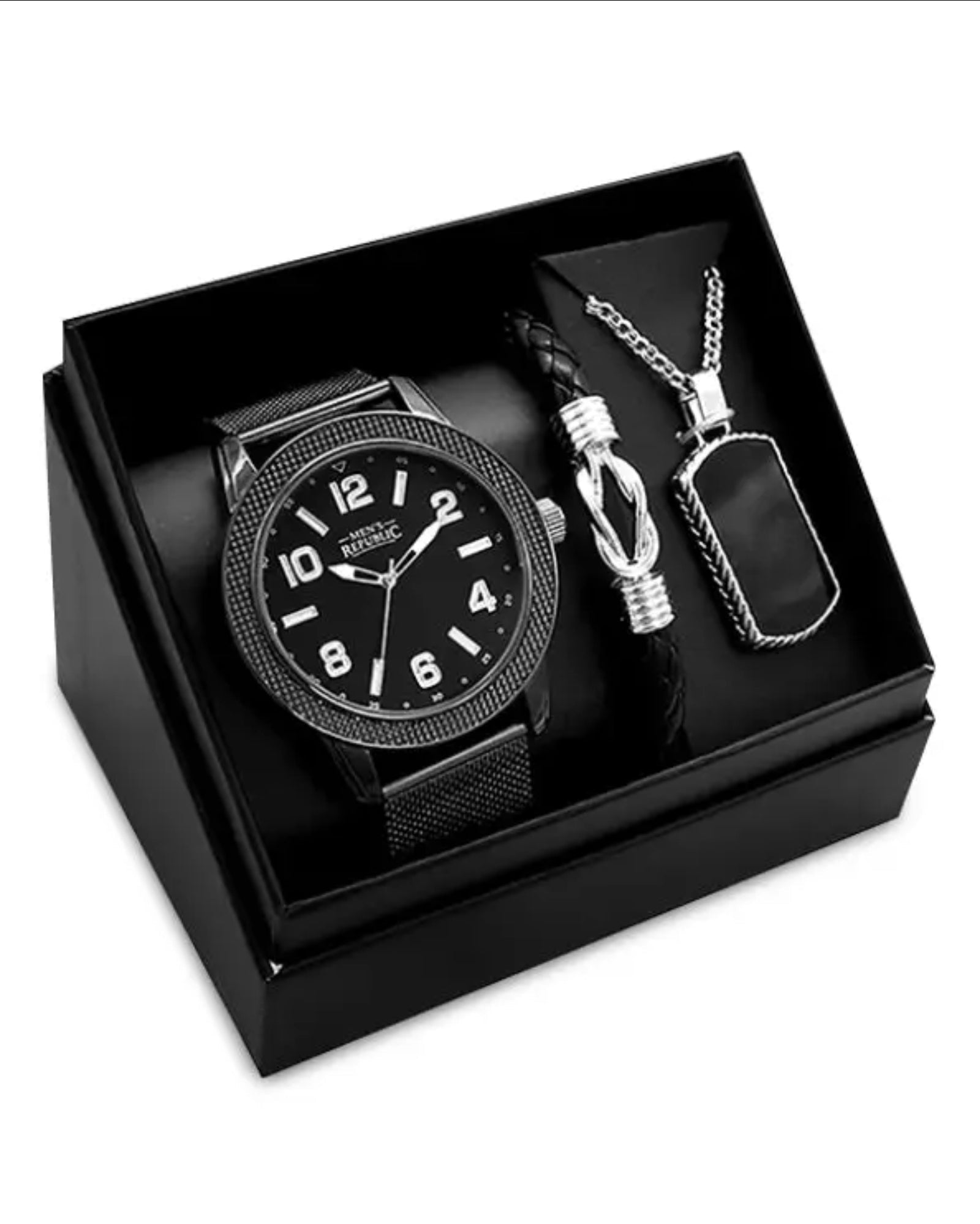 Men's Republic Watch Set - Dog Tag and Bracelet - Whisky & Wine Decanters Australia